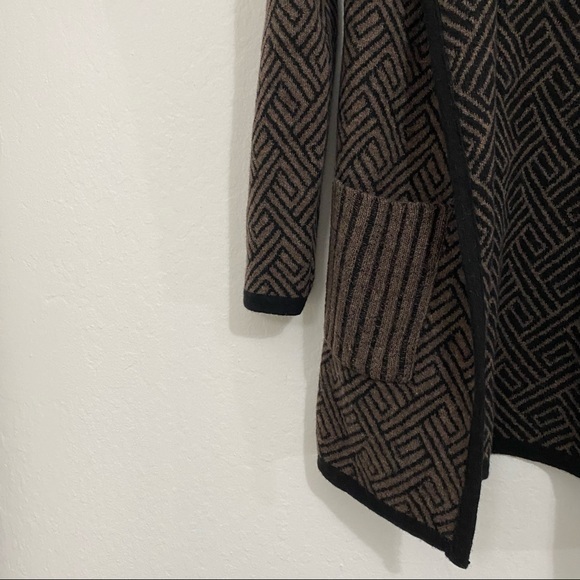 Chiaramente Women’s S Wool Knit Geo Print Mock Neck Buckle Cardigan Sweater - Picture 4 of 9